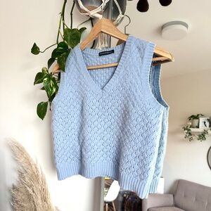 Cropped Sweater Vest Light Blue Brandy Melville Wool Jumper